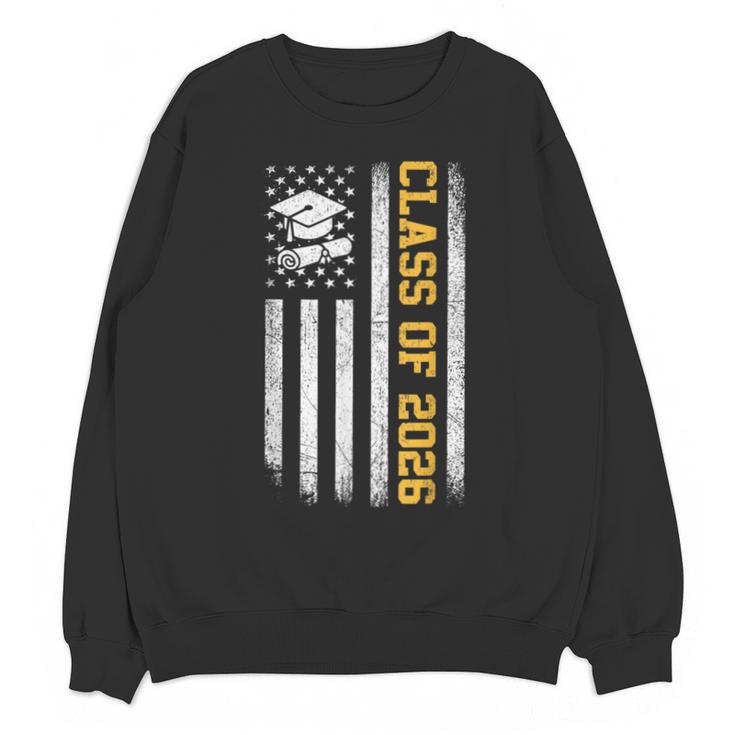 Senior 26 Class Of 2026 American Flag Graduation 2026 Unisex Sweatshirt