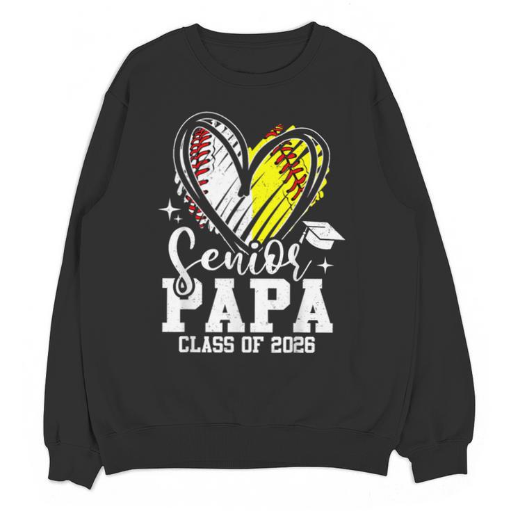 Senior Papa Class Of 2026 Baseball Softball Graduation Heart Unisex Sweatshirt
