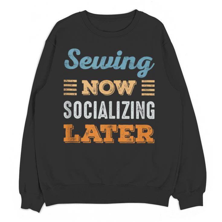 Sewing Now Minimal Socializing Introvert Vintage Unisex Sweatshirt