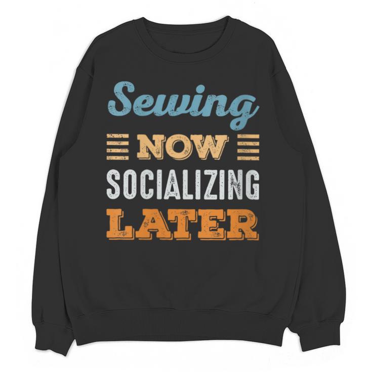 Sewing Now Minimal Socializing Introvert Vintage Unisex Sweatshirt