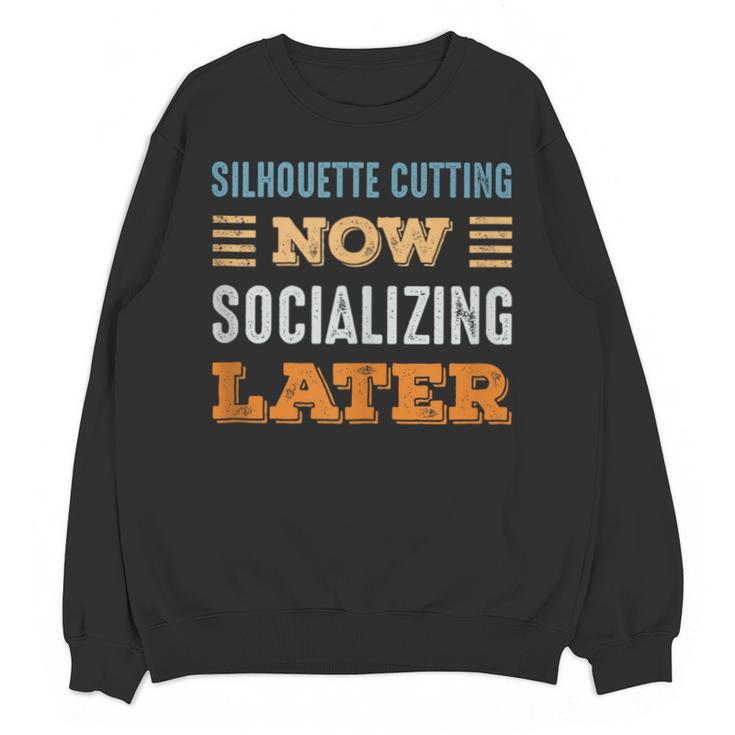Silhouette Cutting Now Minimal Socializing Introvert Unisex Sweatshirt