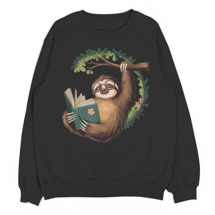 Sloth Reading a Book Lazy Sloth Bookworm Unisex Sweatshirt
