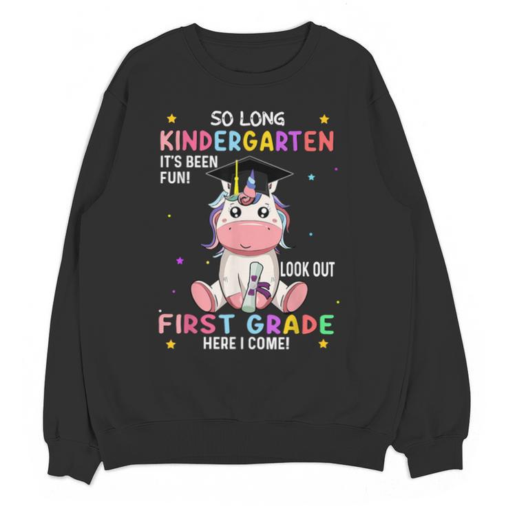 So Long Kindergarten Graduation Class 2025 Unicorn Girls Unisex Sweatshirt