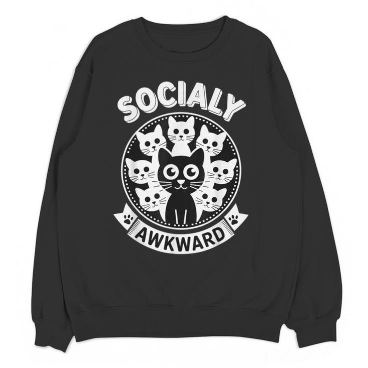 Socially Awkward Cute Introvert Cat Meme Anti-Social Club Unisex Sweatshirt