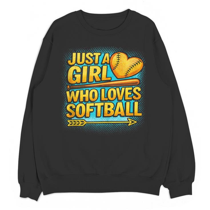 Softball Just A Girl Comic Book Style Graphic For Teens Unisex Sweatshirt