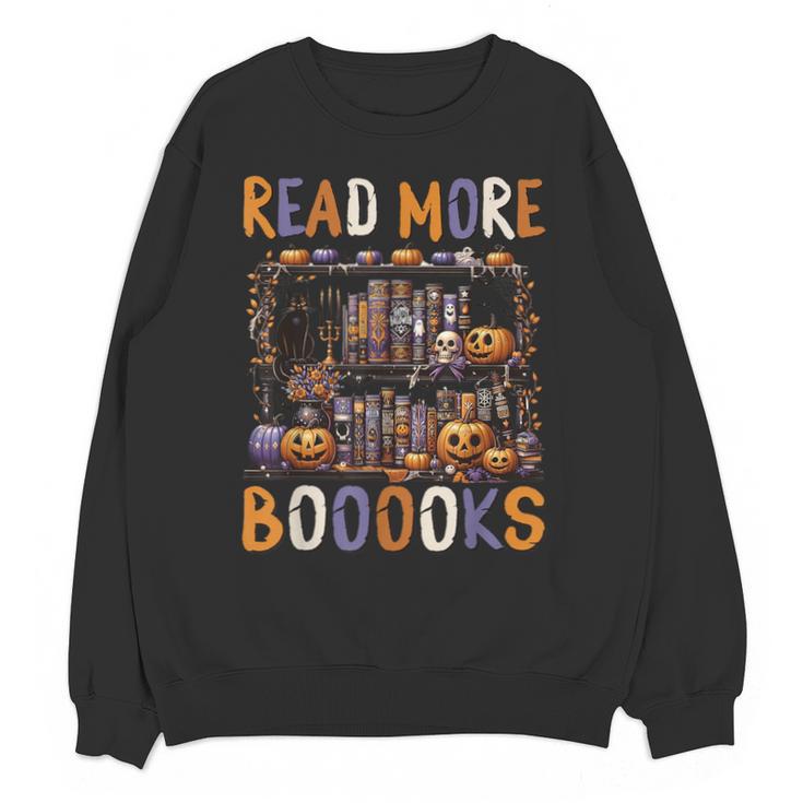 Spooky Halloween Bookshelf Bookcase Read More Books Unisex Sweatshirt