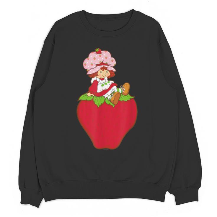 Strawberry Shortcake Sitting On Strawberry Retro Nostalgia Unisex Sweatshirt