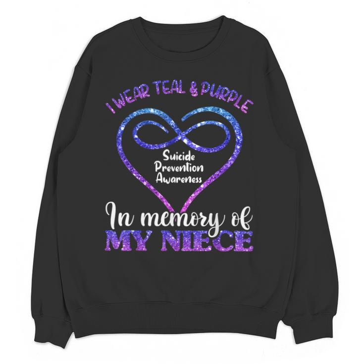 Suicide Prevention Shirt Teal & Purple In Memory Of Niece Unisex Sweatshirt