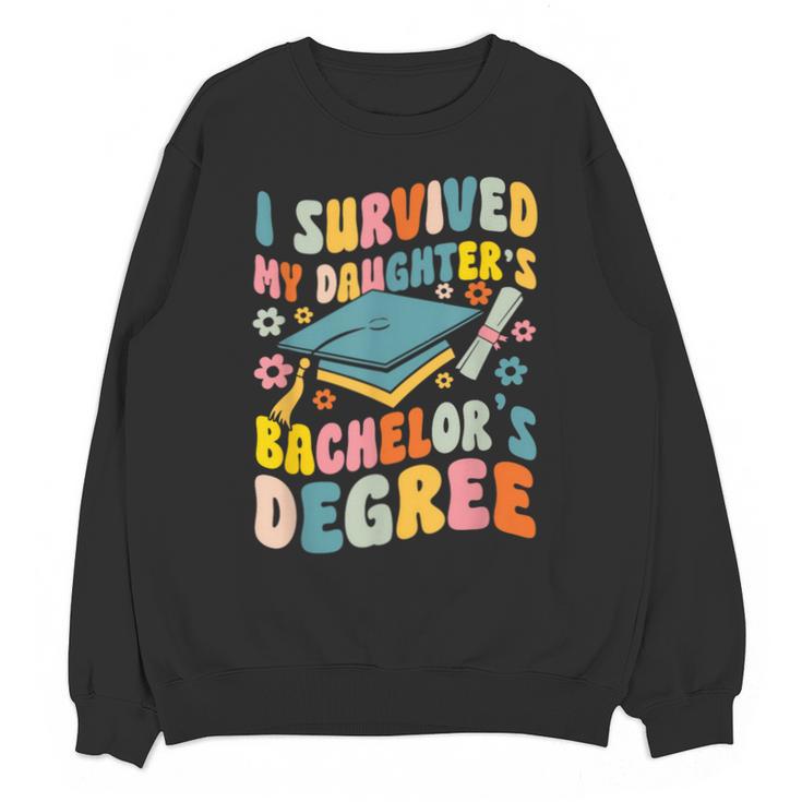 i Survived My Daughter's Bachelors Degree Groovy Graduation Unisex Sweatshirt