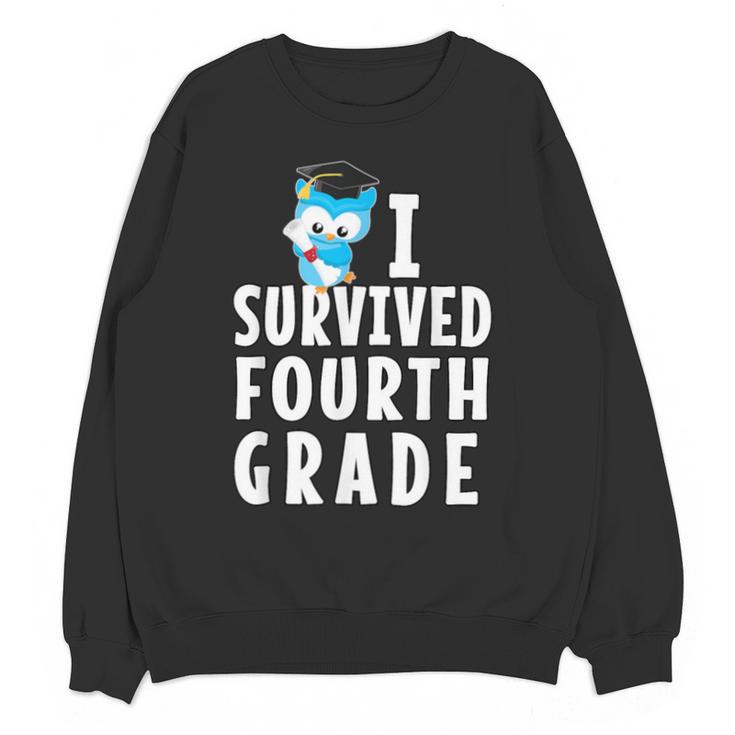 I Survived Fourth Grade Graduation Kids Owl Grad Unisex Sweatshirt