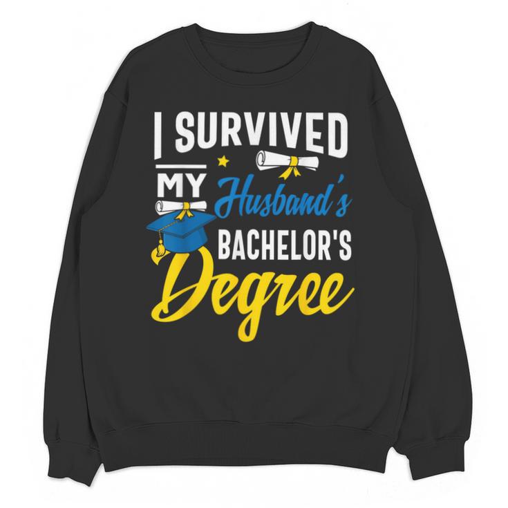 i Survived My Husbands Bachelors Degree Graduation Gifts Unisex Sweatshirt