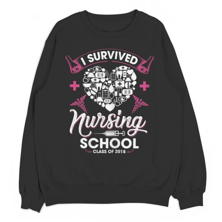I Survived Nursing School Class Of 2018 Graduation T-Shirt Unisex Sweatshirt