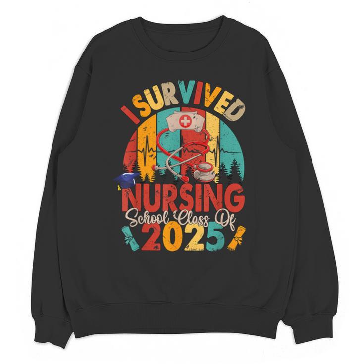I Survived Nursing School Class Of 2025 Proud Graduation Unisex Sweatshirt