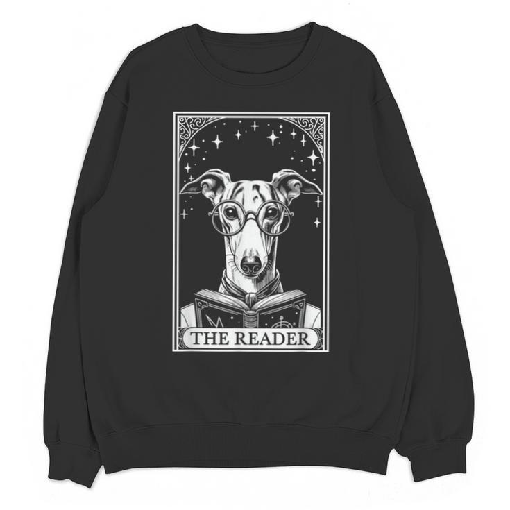Tarot Card Vintage Whippet Dog Book Lover The Reader Unisex Sweatshirt
