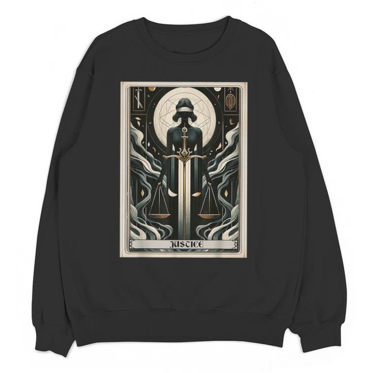 Tarot Cards Guide Book Esoteric Mysticism Clothing Tarot Card Justice Unisex Sweatshirt