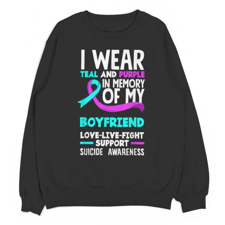 Teal & Purple In Memory Of My Boyfriend Suicide Prevention Unisex Sweatshirt