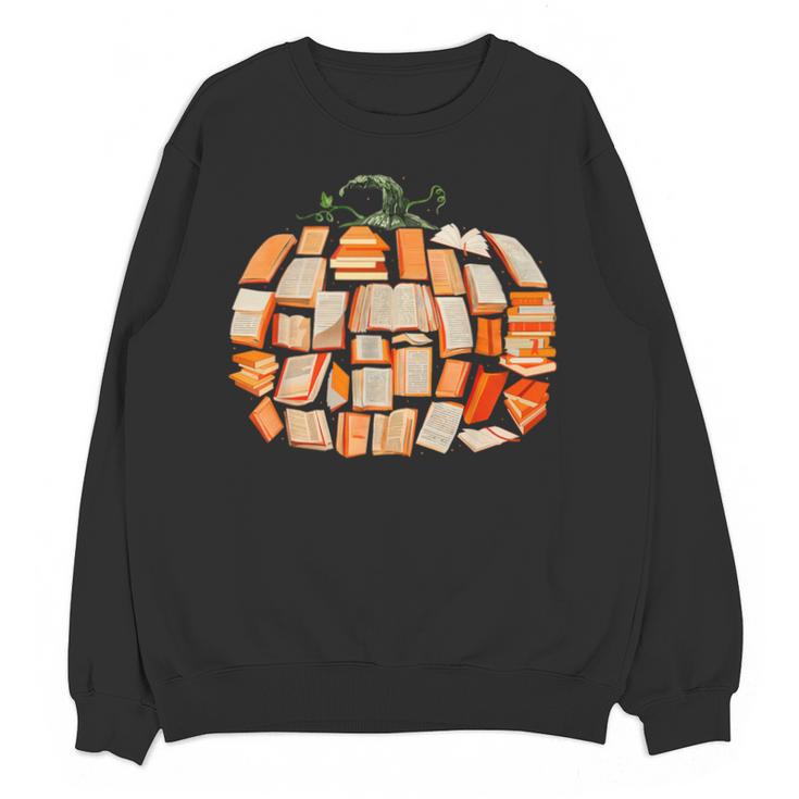 Thanksgiving Fall Books Pumpkins Vintage Library Teacher Kid Unisex Sweatshirt