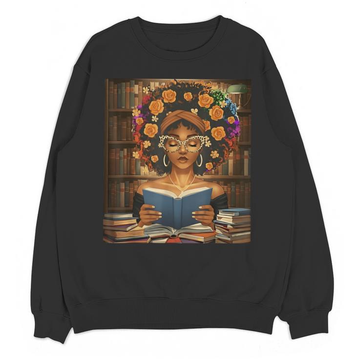 History Month Black Afro Girl Women Book Lovers Flower Unisex Sweatshirt