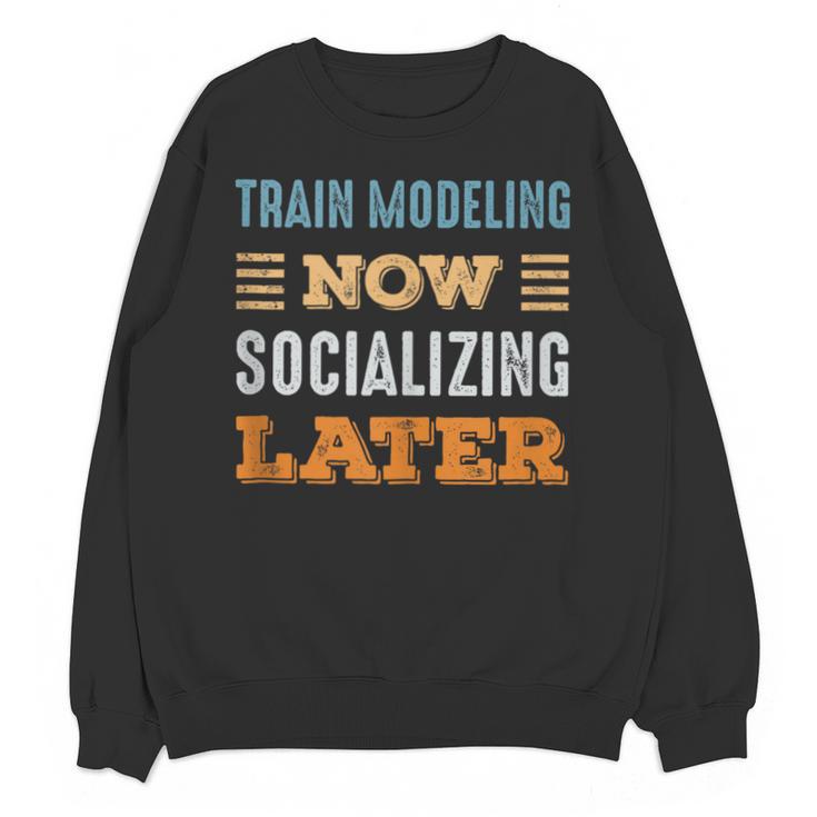 Train Modeling Now Minimal Socializing Introvert Vintage Unisex Sweatshirt