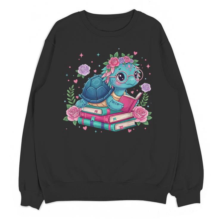 Turtle Bookworm Reading Book Bookworm Book Nerd Cute Graphic Unisex Sweatshirt
