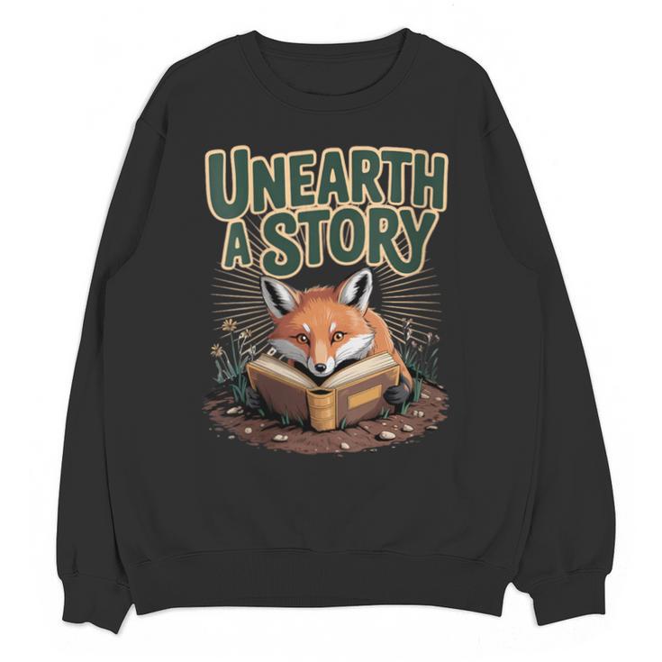 Unearth A Story Fox Reads a Book Unisex Sweatshirt
