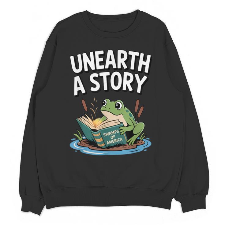 Unearth a Story Frog Reading a Book Summer 2026 Unisex Sweatshirt