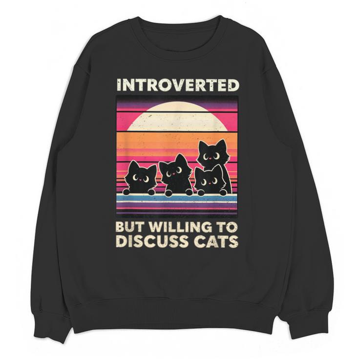 Unique Art For Introverted Cat Fans -Adults Cat Humorous Introvert Small Unisex Sweatshirt
