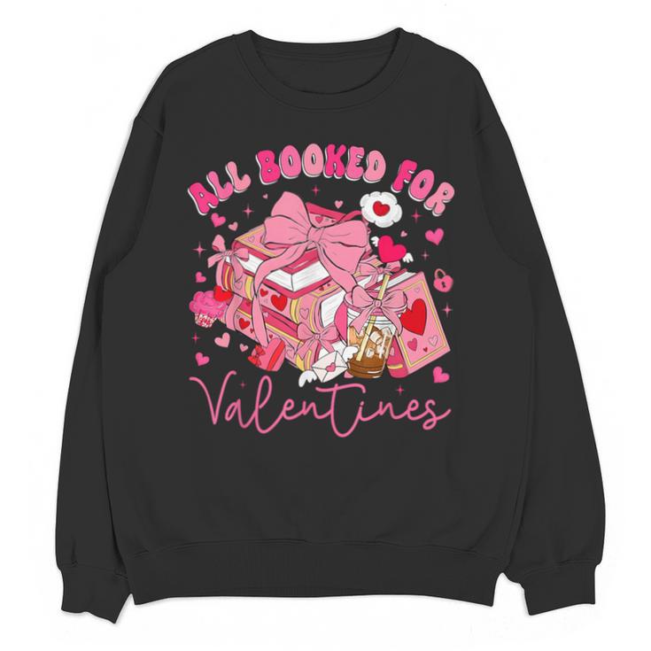 Valentine All Booked Book Coffee Coquette Bow Girl Women Unisex Sweatshirt