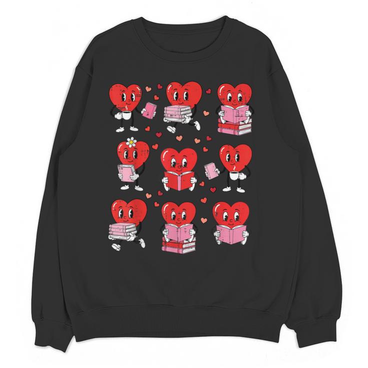 Valentines Day Librarian Heart Reading Book Women Men Kids Unisex Sweatshirt