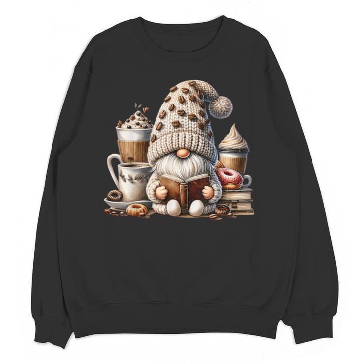 Vintage Cute Gnome Reading Book Coffee Latte Men Women Kids Unisex Sweatshirt