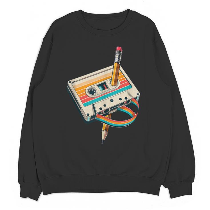 Vintage Pencil Rewind Cassette Tape Nostalgia Party 80s 90s Unisex Sweatshirt