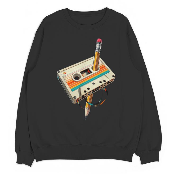 Vintage Pencil Rewind Cassette Tape Nostalgia Party 80s 90s Unisex Sweatshirt