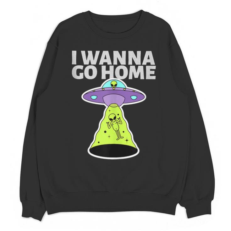 I Wanna Go Home Introvert UFO UAP Flying Saucer Trippy Alien Unisex Sweatshirt