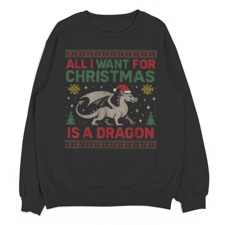 All I Want For Christmas Is A Dragon & Books Ugly Sweater Unisex Sweatshirt