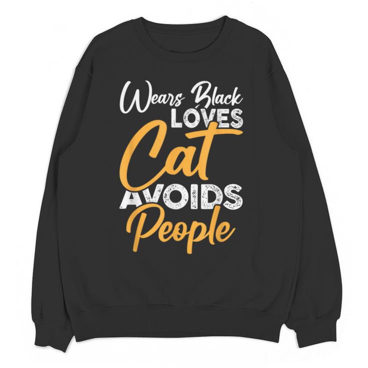 Wears Loves Cats Avoids People I Introvert Unisex Sweatshirt
