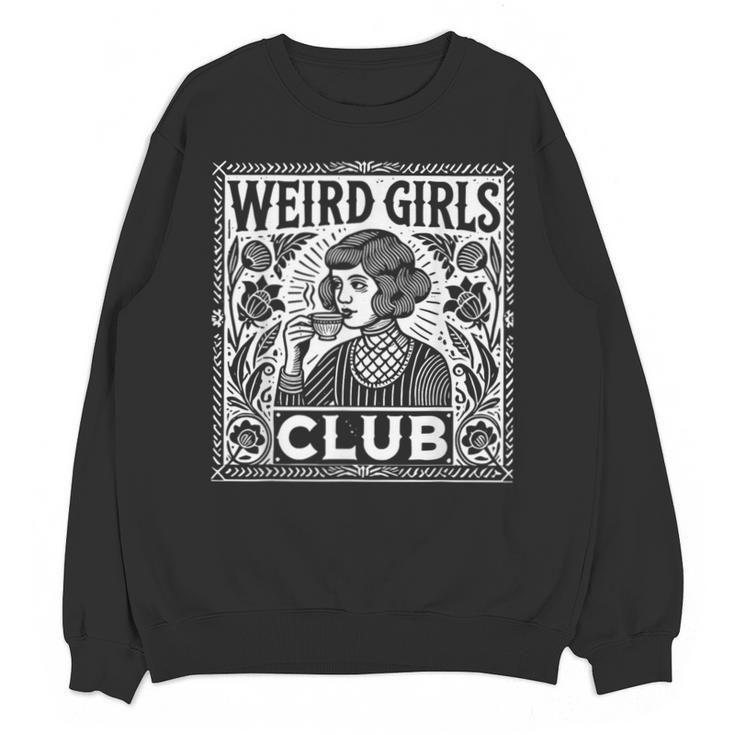 Weird Girls Club Vintage Linocut Retro Introvert Aesthetic Unisex Sweatshirt