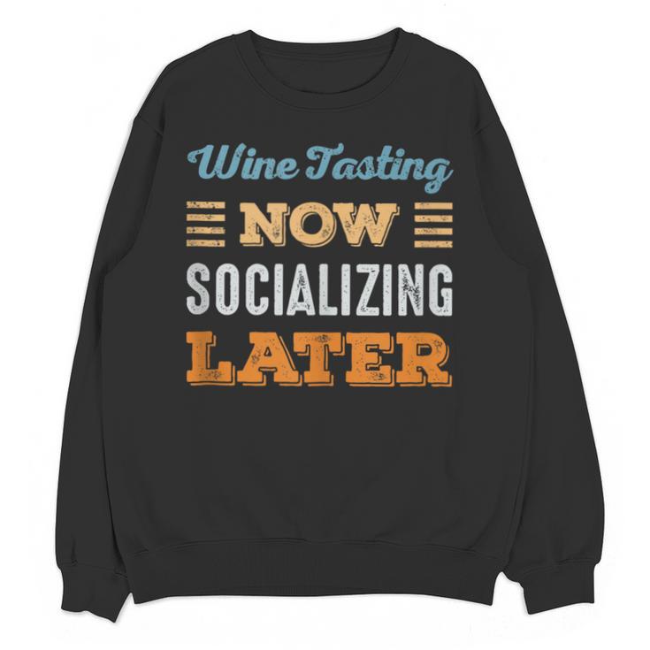 Wine Tasting Now Minimal Socializing Introvert Vintage Unisex Sweatshirt