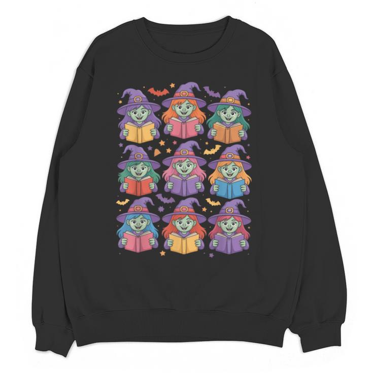 Witches Reading Books Halloween Cute Teens Kids Unisex Sweatshirt