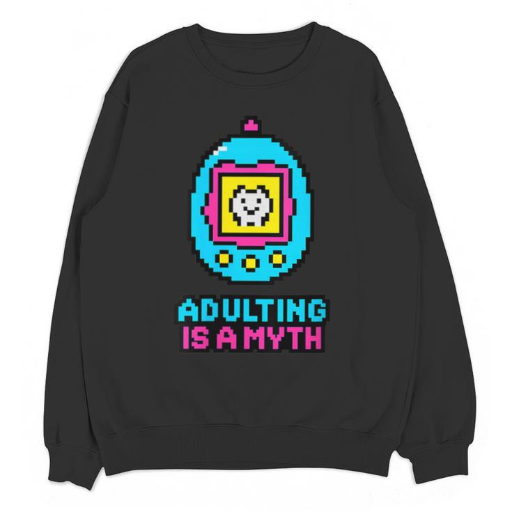 Women's Adulting Is A Myth Retro Pixel Pet Nostalgia Millennials Unisex Sweatshirt