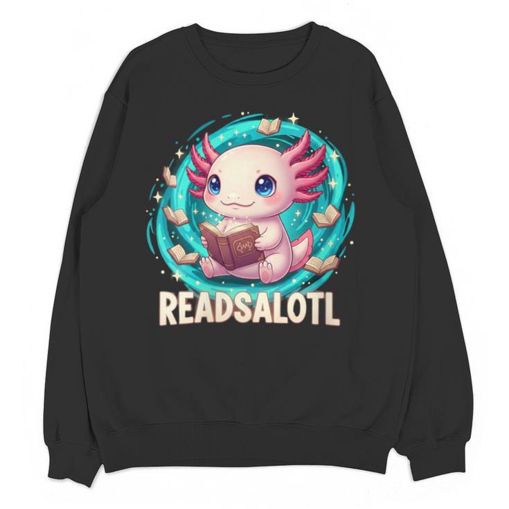 Women's Readsolotl Kawaii Axolotl Reading Book Lover Unisex Sweatshirt
