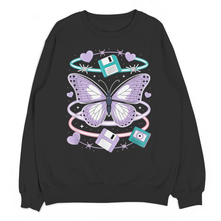 Y2K Butterfly Floppy Disk Art Digital Nostalgia Unisex Sweatshirt