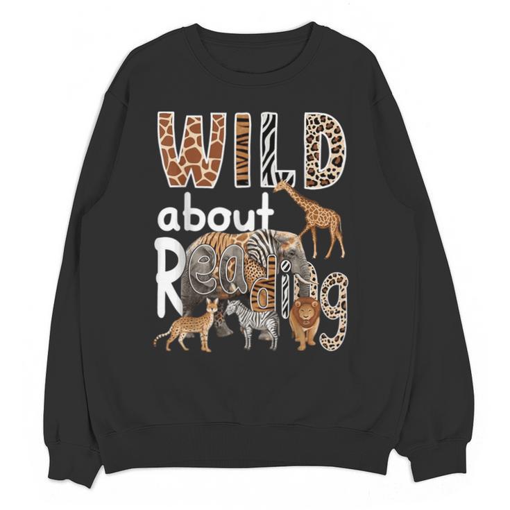 Zoo Animals Wild About Reading Books Reader Lover Librarian Unisex Sweatshirt