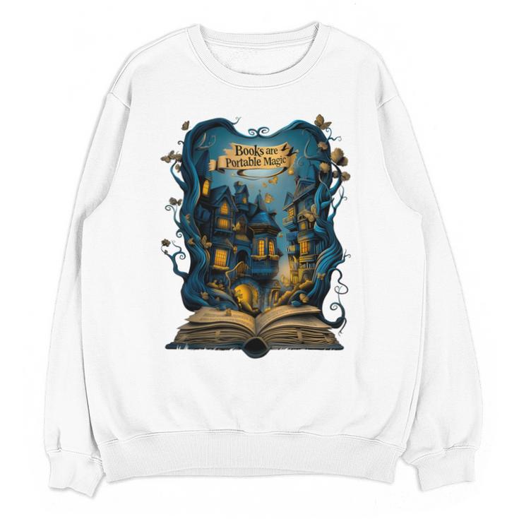 4 Books Are Portable Magic Bookish Reading Nerd Quote Unisex Sweatshirt