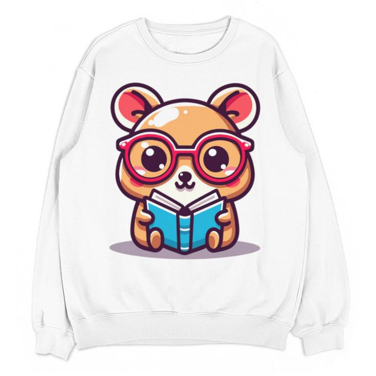 Adorable Book Lover Quokka With Reading Glasses Cute Unisex Sweatshirt