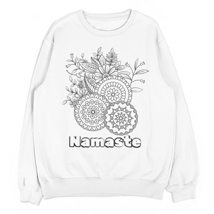 Adult Coloring Book Namaste Yoga Flowers Unisex Sweatshirt