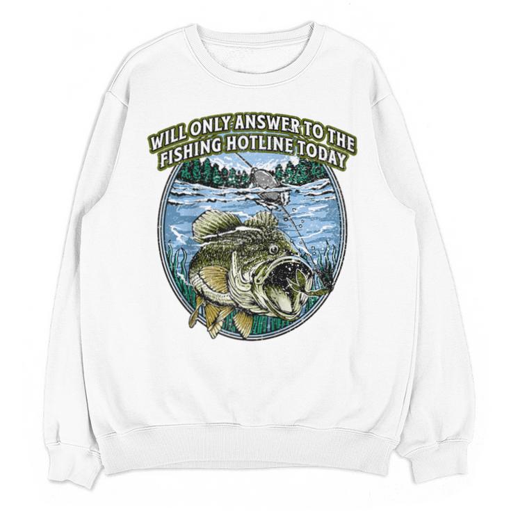 Answer To Fishing Hotline Introvert Humor Antisocial Raglan Baseball Tee Unisex Sweatshirt