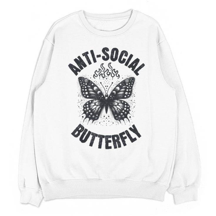 Anti-Social Butterfly Awkward Introvert Homebody Humor Unisex Sweatshirt