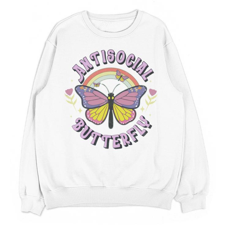 Antisocial Butterfly Groovy t For Introvert Men Women Girls Unisex Sweatshirt
