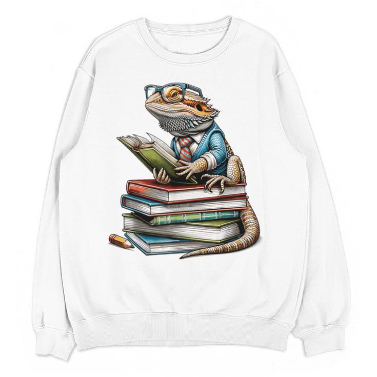 Bearded Dragon Reading Books Matching Bookworm Librarian Unisex Sweatshirt