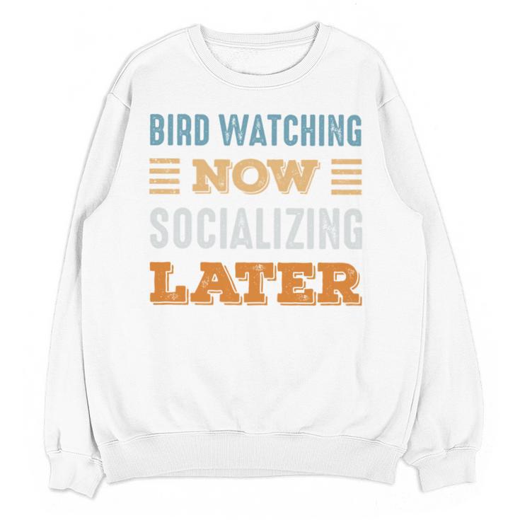 Bird Watching Now Minimal Socializing Introvert Vintage Unisex Sweatshirt